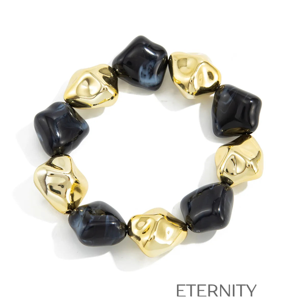 Brazaletes Midnight Gold de Resina  Brazaletes Negro Unica Acero Inoxidable  ETERNITY