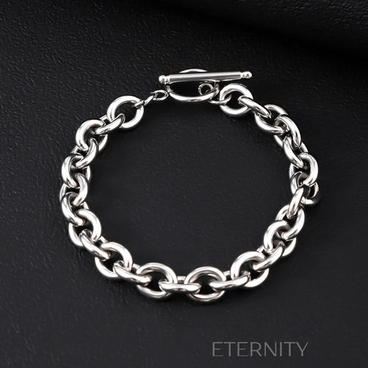 Pulsera de Eslabones Gruesos con Cierre Toggle en Plata ETERNITY