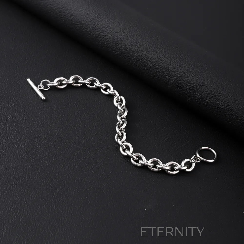 Pulsera de Eslabones Gruesos con Cierre Toggle en Plata ETERNITY