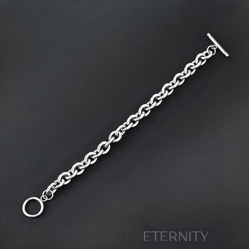 Pulsera de Eslabones Gruesos con Cierre Toggle en Plata ETERNITY