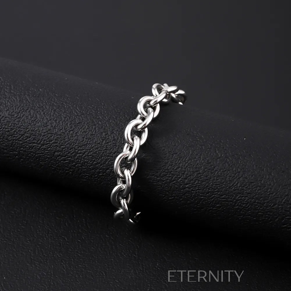 Pulsera de Eslabones Gruesos con Cierre Toggle en Plata ETERNITY