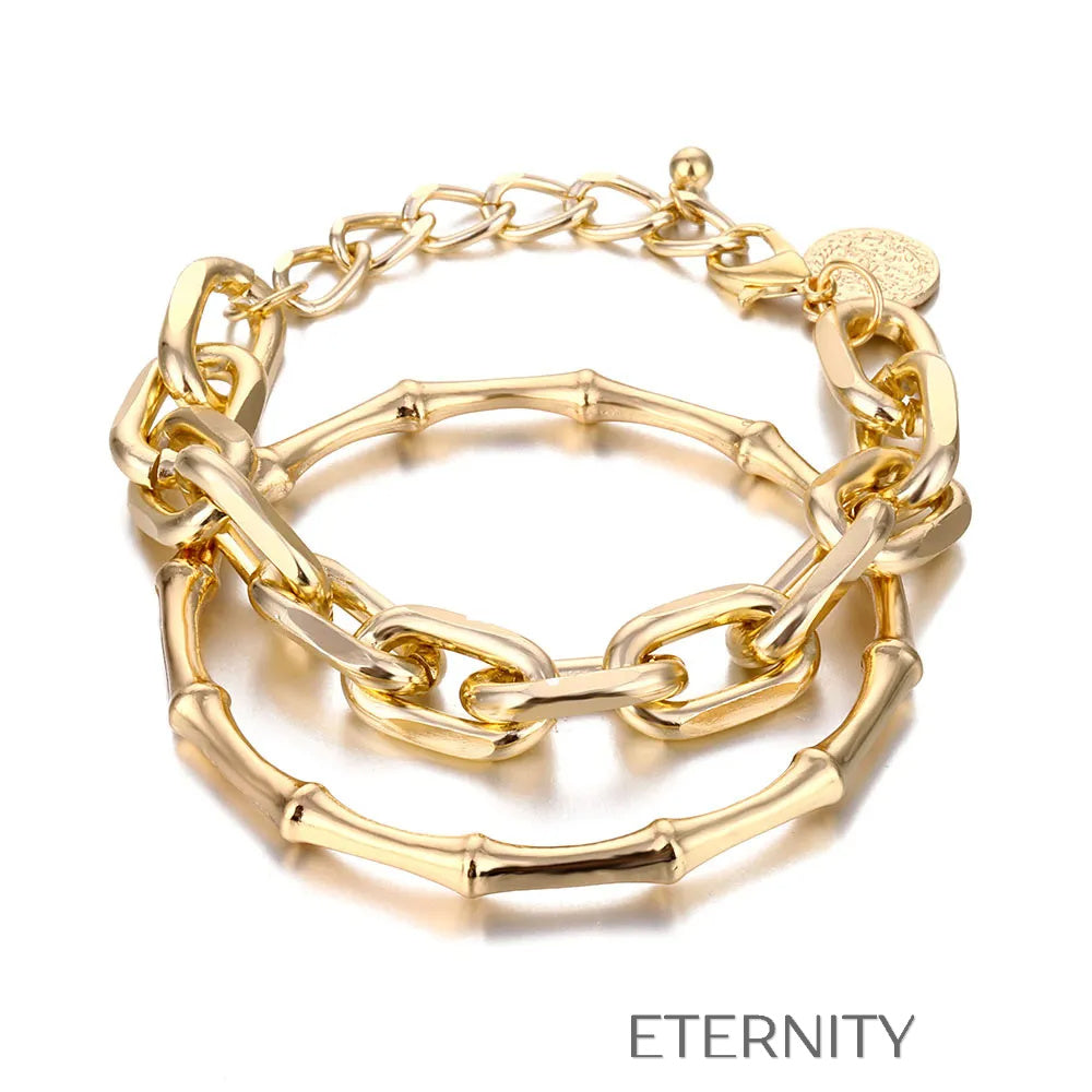 Brazaletes "Bamboo Link" Dorados ETERNITY