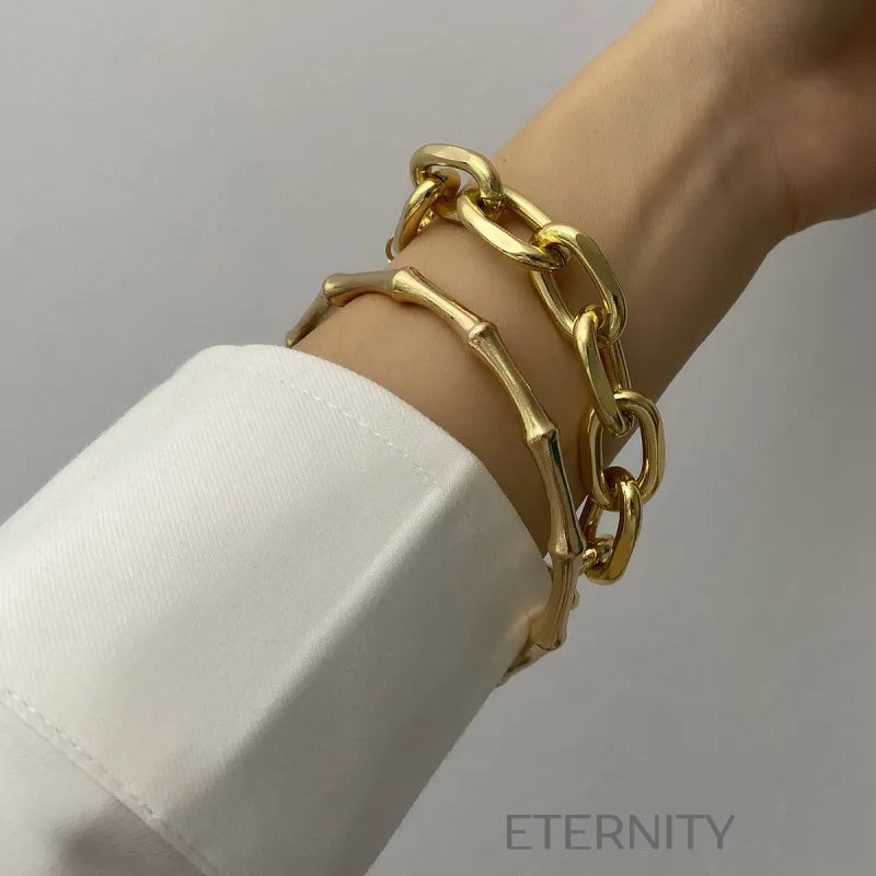 Brazaletes "Bamboo Link" Dorados ETERNITY