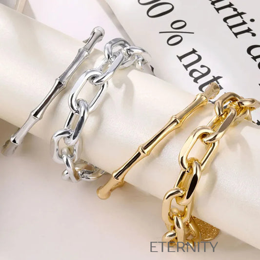 Brazaletes "Bamboo Link" Dorados ETERNITY