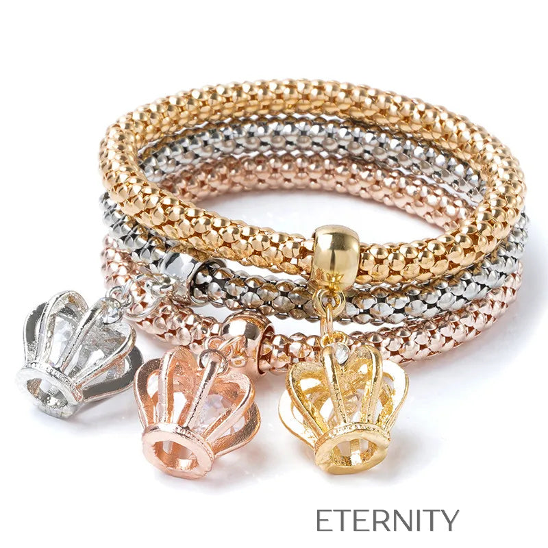 Set de Pulseras Butterfly Love con Textura de Cuentas y Dijes de Cristal  Brazaletes Dorado Unica Acero Inoxidable  ETERNITY
