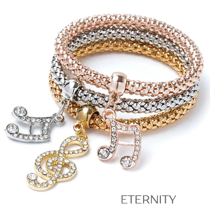 Set de Pulseras Butterfly Love con Textura de Cuentas y Dijes de Cristal  Brazaletes Dorado Unica Acero Inoxidable  ETERNITY