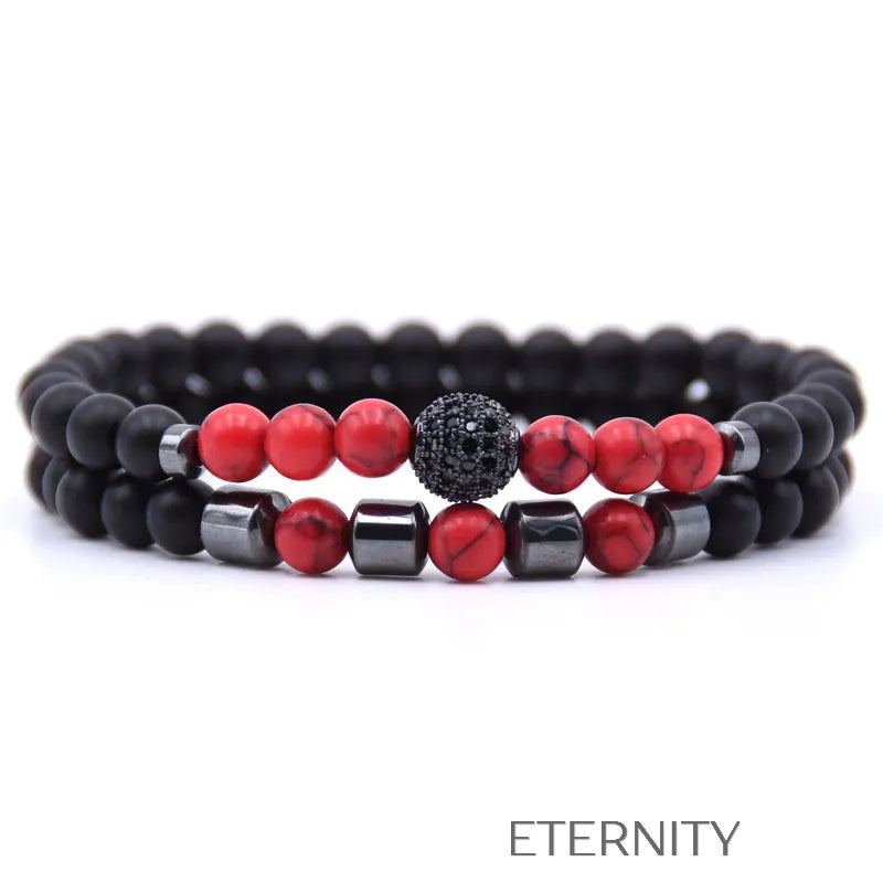 Pulsera Doble Celestial Stone con Cuentas de Ágata Craquelada y Hematita  Brazaletes Azul Unica Acero Inoxidable  ETERNITY
