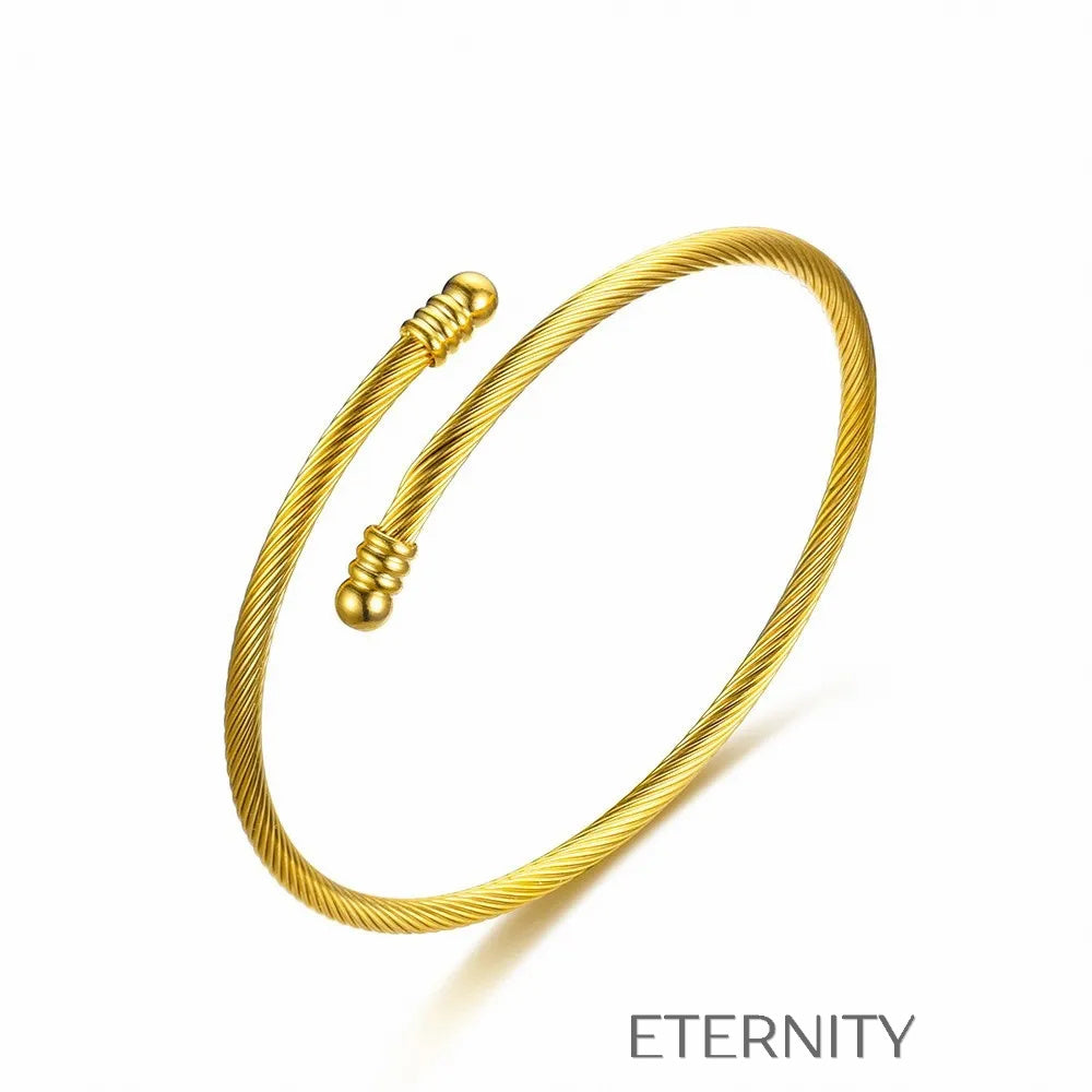 Brazaletes abiertos en cable metálico dorado plateado y rosado Brazaletes Dorado Unica Acero Inoxidable  ETERNITY