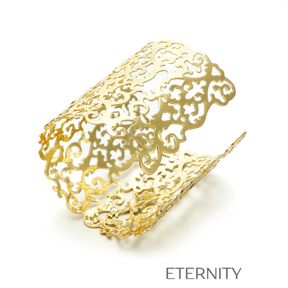Brazalete Ancho Filigree Dream con Calado Artístico y Diseño Abierto  Brazaletes Dorado Unica Acero Inoxidable  ETERNITY
