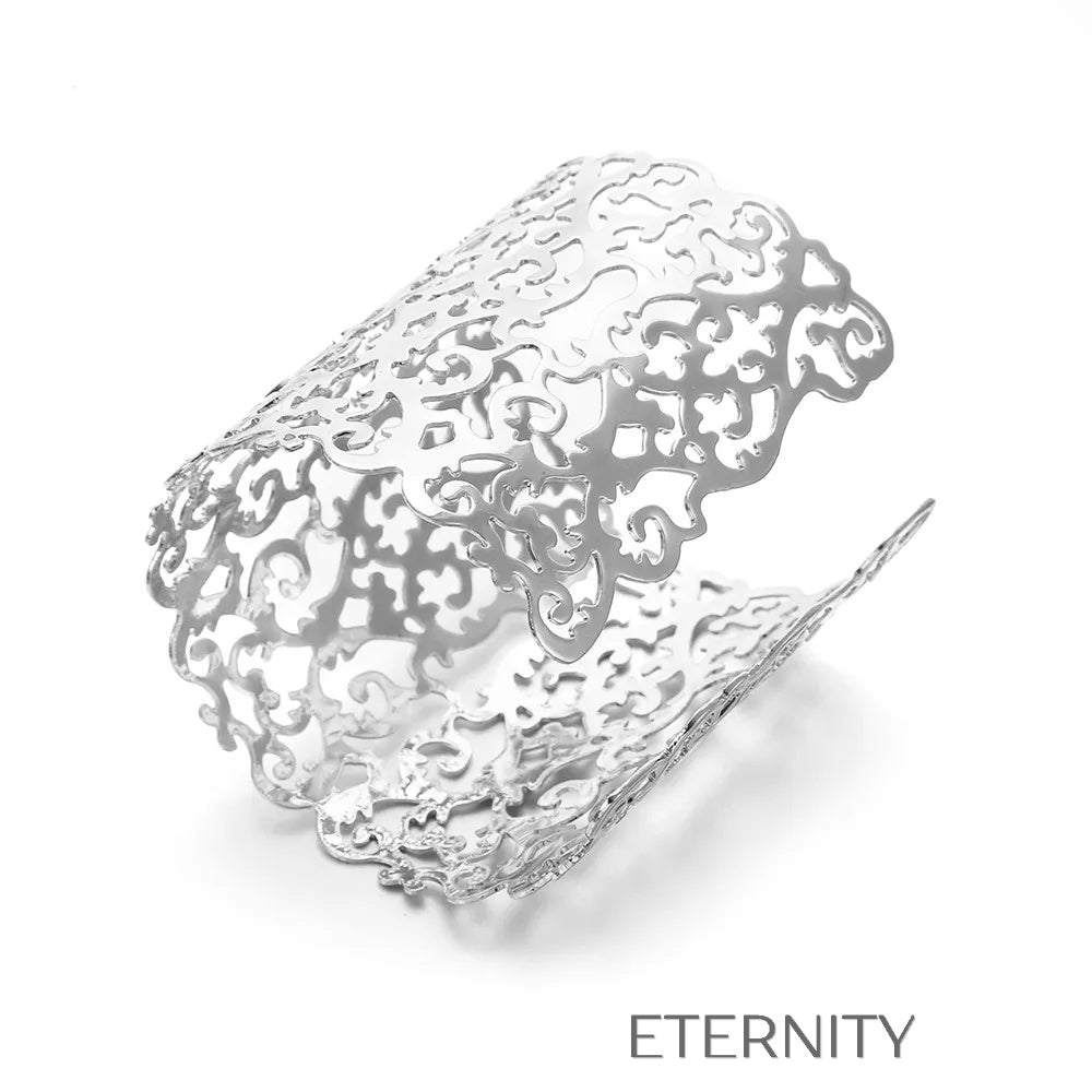 Brazalete Ancho Filigree Dream con Calado Artístico y Diseño Abierto  Brazaletes Dorado Unica Acero Inoxidable  ETERNITY
