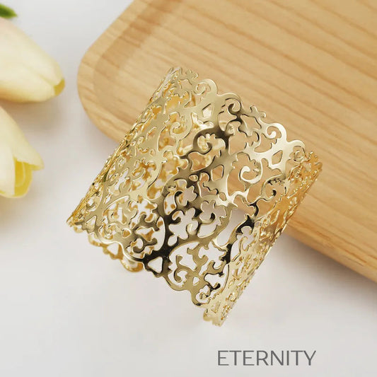 Brazalete Ancho Filigree Dream con Calado Artístico y Diseño Abierto  Brazaletes Dorado Unica Acero Inoxidable  ETERNITY