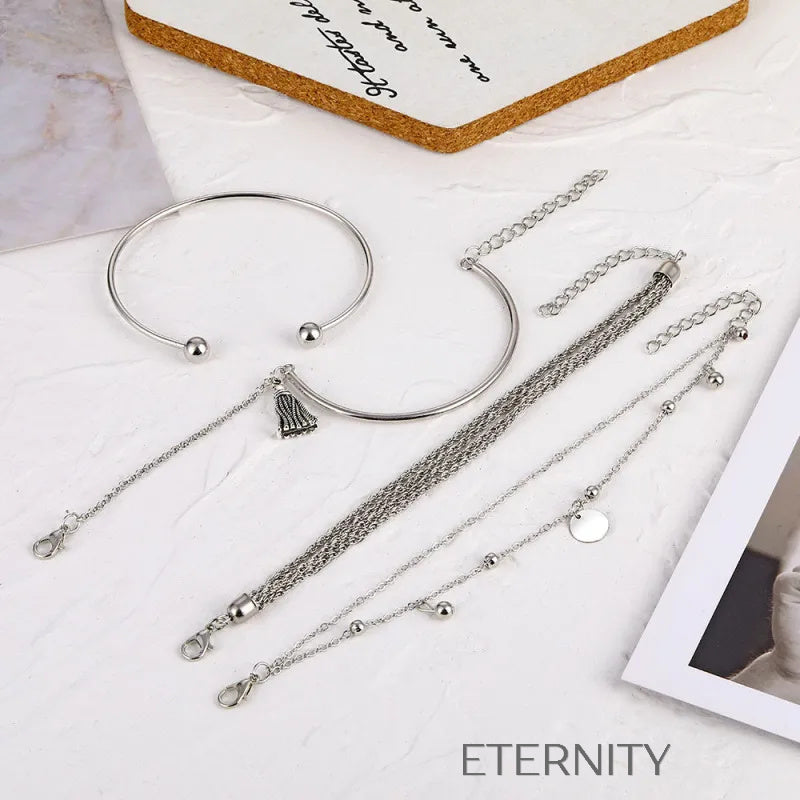 Set de brazaletes plateados modernos y elegantes Brazaletes Plateado Unica Acero Inoxidable  ETERNITY