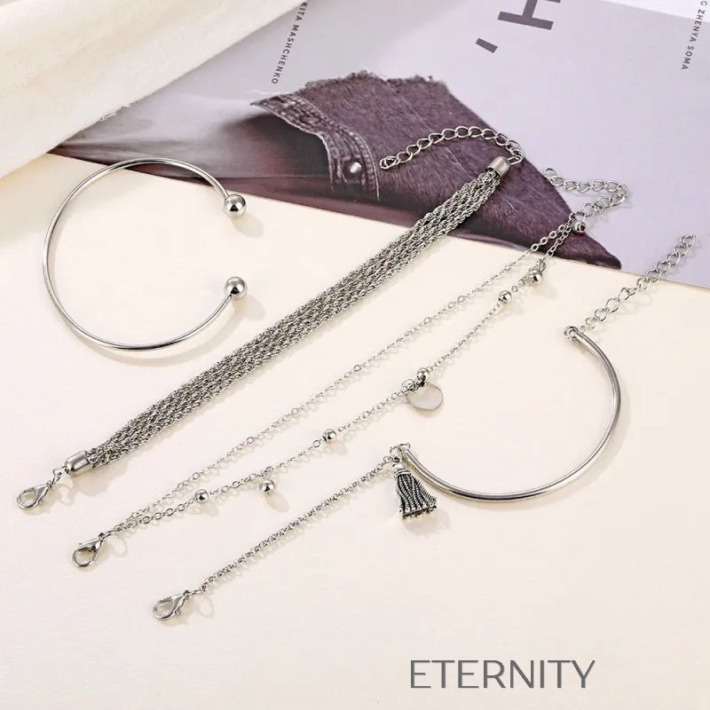 Set de brazaletes plateados modernos y elegantes Brazaletes Plateado Unica Acero Inoxidable  ETERNITY