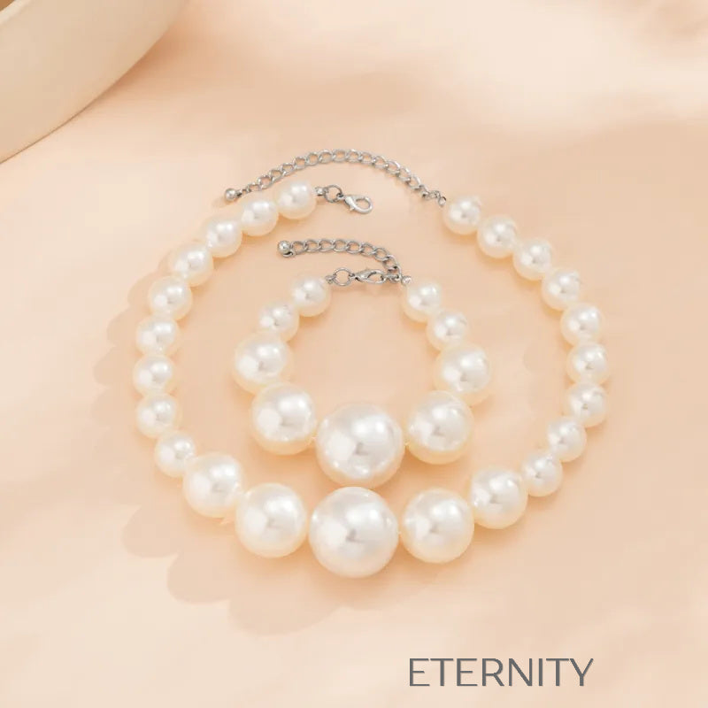 Colección Nacre Luxe   Set de Perlas Maxi Brazaletes Perla Unica Acero Inoxidable  ETERNITY