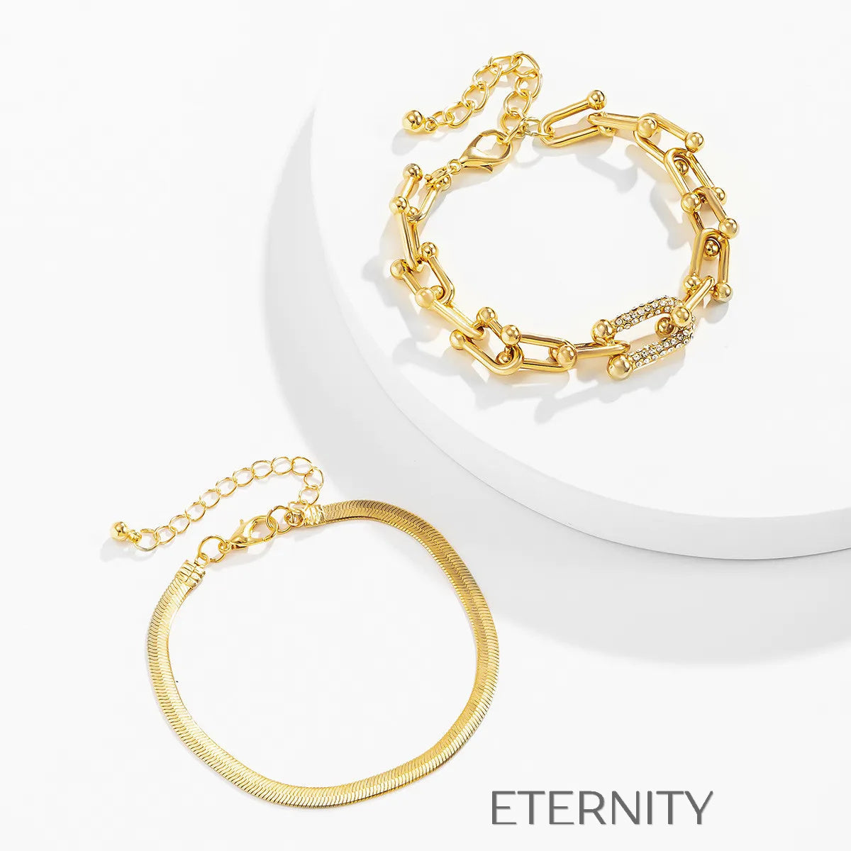 Brazaletes Double Glow Oro y Plata  Brazaletes Dorado Unica Acero Inoxidable  ETERNITY