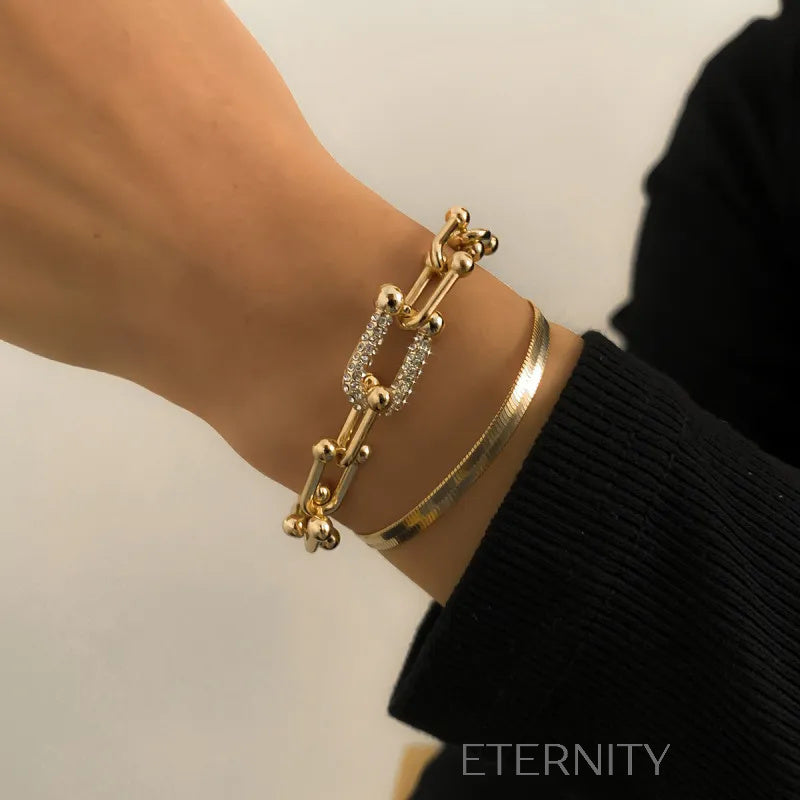 Brazaletes Double Glow Oro y Plata  Brazaletes Dorado Unica Acero Inoxidable  ETERNITY