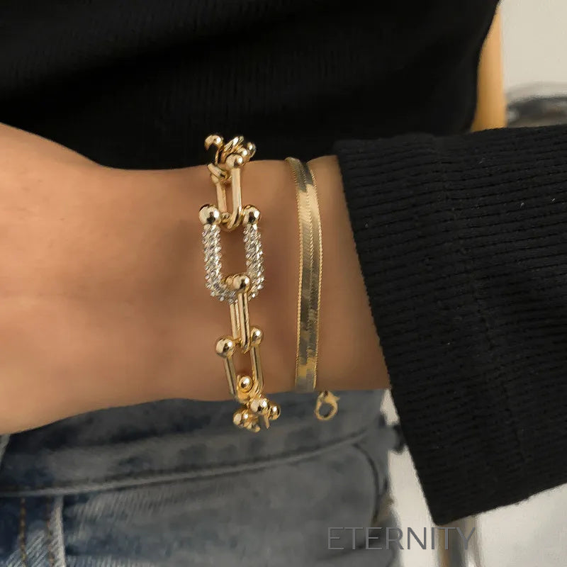 Brazaletes Double Glow Oro y Plata  Brazaletes Dorado Unica Acero Inoxidable  ETERNITY