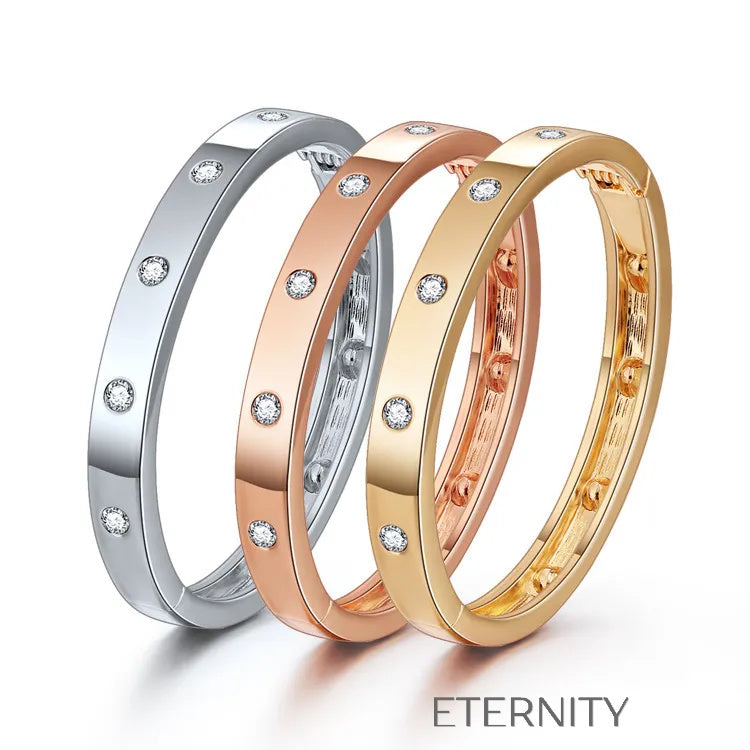 Brazalete Rígido Stellar Bangle con Cristales Incrustados en Gold y Silver  Brazaletes Oro Rosa Unica Acero Inoxidable  ETERNITY