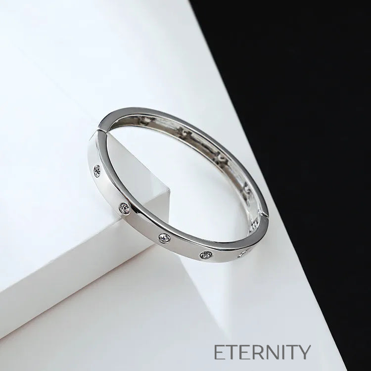 Brazalete Rígido Stellar Bangle con Cristales Incrustados en Gold y Silver  Brazaletes Oro Rosa Unica Acero Inoxidable  ETERNITY