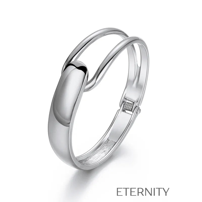 Brazalete Rígido Unity Loop con Diseño Orgánico y Cierre de Bisagra  Brazaletes Dorado Unica Acero Inoxidable  ETERNITY