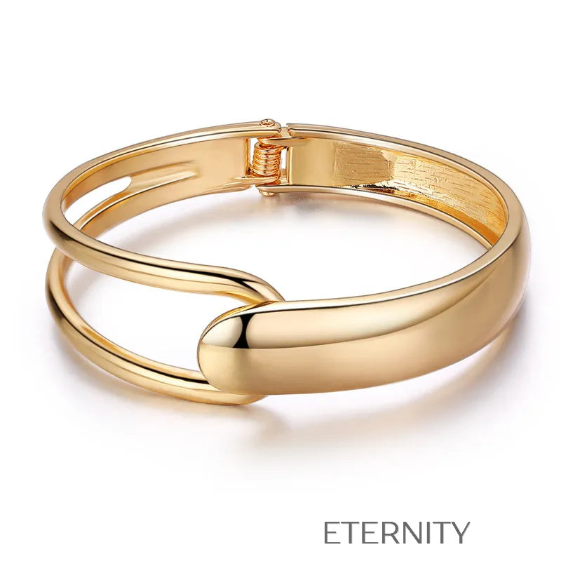 Brazalete Rígido Unity Loop con Diseño Orgánico y Cierre de Bisagra  Brazaletes Dorado Unica Acero Inoxidable  ETERNITY