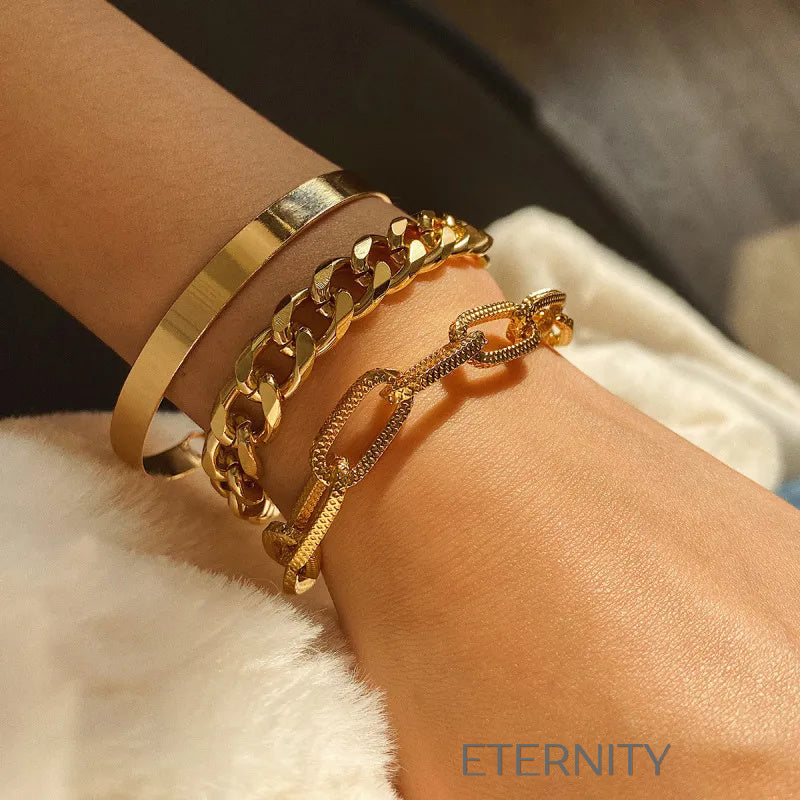 Brazaletes Golden Mix  Brazaletes Dorado Unica Acero Inoxidable  ETERNITY