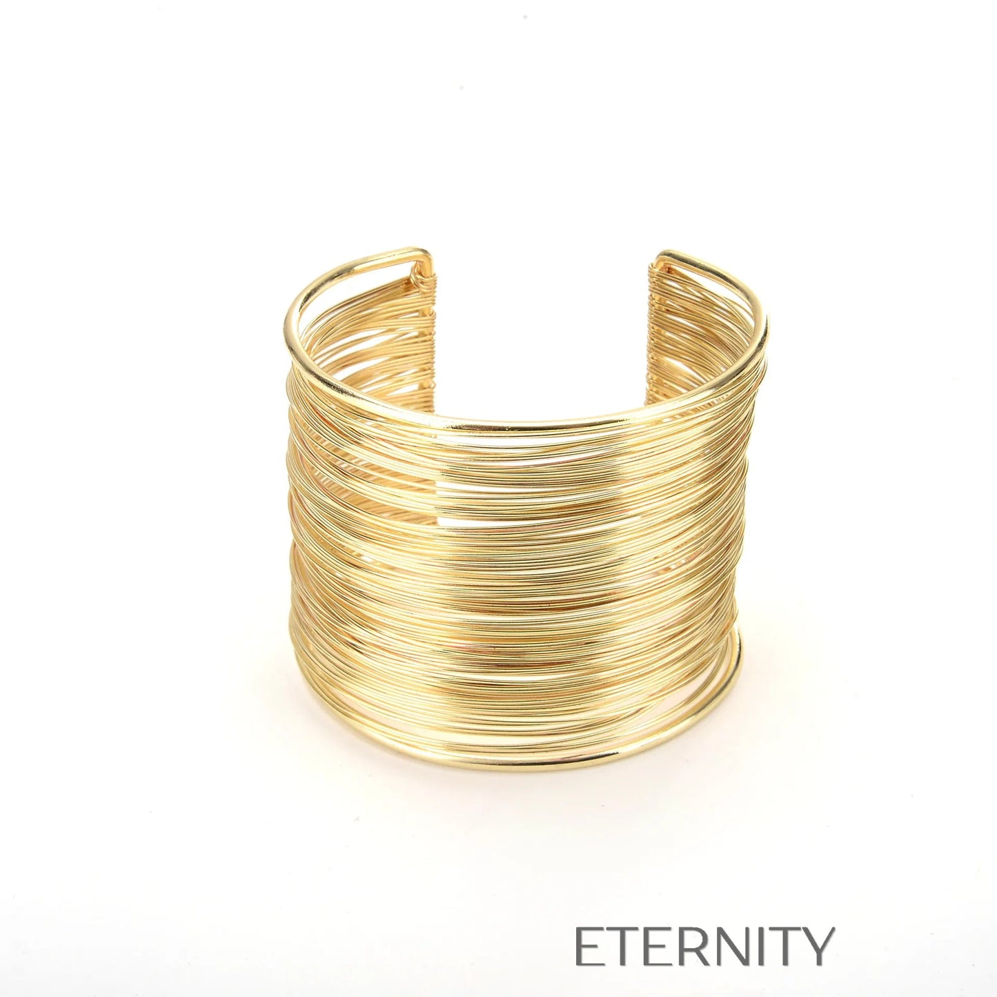 Brazaletes tipo cuff dorado y plateado con diseño de alambre Brazaletes Dorado Unica Acero Inoxidable  ETERNITY