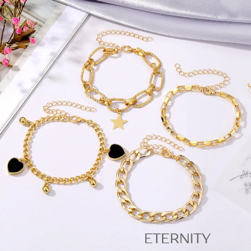 Set de Pulseras Stellar Mix Multicapa  Brazaletes Dorado Unica Acero Inoxidable  ETERNITY