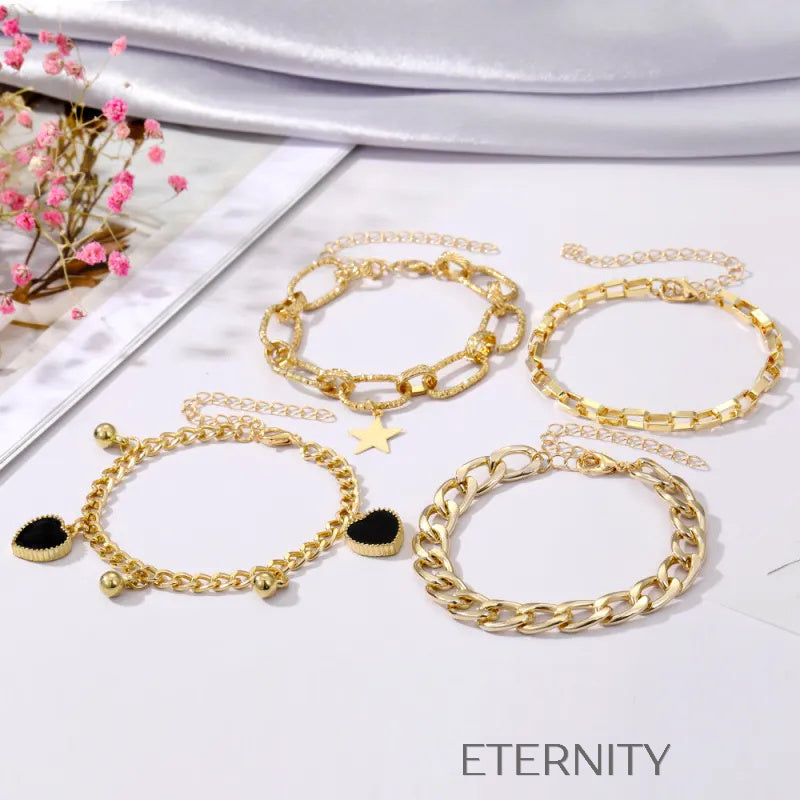 Set de Pulseras Stellar Mix Multicapa  Brazaletes Dorado Unica Acero Inoxidable  ETERNITY