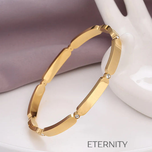 Brazalete Rígido Eternal Radiant en Oro y Plata con Incrustaciones de Cristal  Brazaletes Dorado Unica Acero Inoxidable  ETERNITY