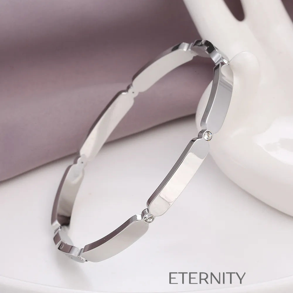 Brazalete Rígido Eternal Radiant en Oro y Plata con Incrustaciones de Cristal  Brazaletes Dorado Unica Acero Inoxidable  ETERNITY
