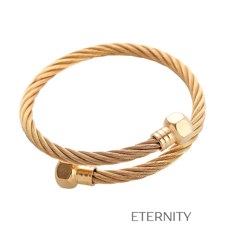 Brazalete Industrial Cable   Diseño de Guaya Rígida Brazaletes Negro Unica Acero Inoxidable  ETERNITY