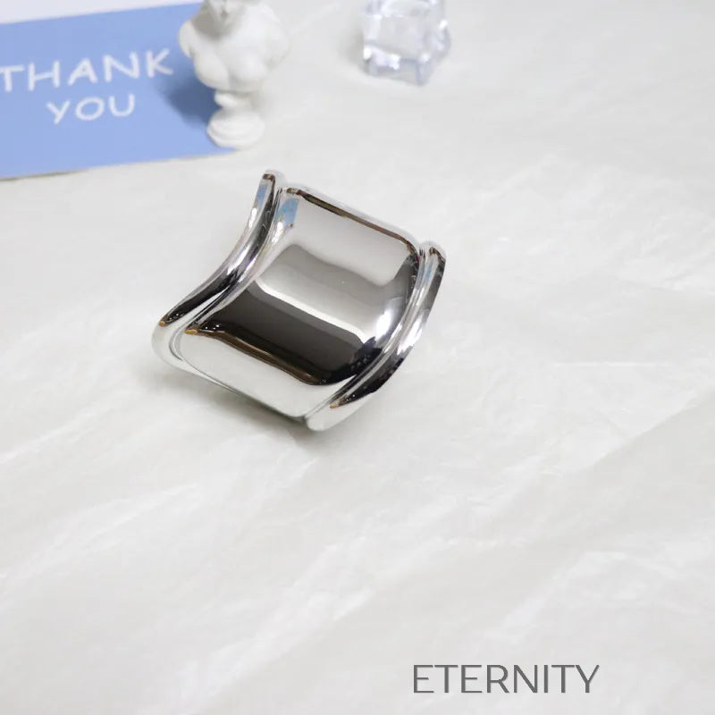 Brazalete Mirror Edge Plateado Extra Ancho  Brazaletes Plateado Unica Acero Inoxidable  ETERNITY