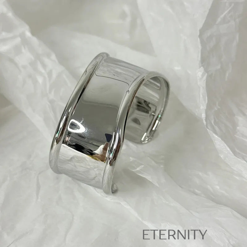 Brazalete Mirror Edge Plateado Extra Ancho  Brazaletes Plateado Unica Acero Inoxidable  ETERNITY