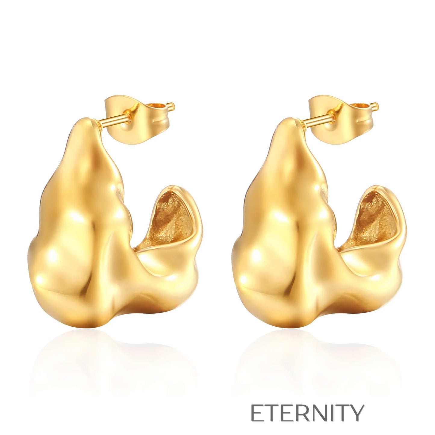 Zarcillos de Aro con Textura de Metal Fundido  Brazaletes Dorado Unica Acero Inoxidable  ETERNITY