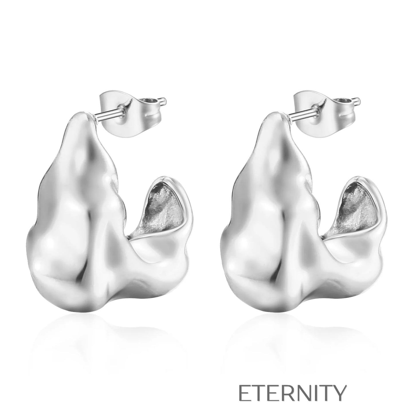 Zarcillos de Aro con Textura de Metal Fundido  Brazaletes Dorado Unica Acero Inoxidable  ETERNITY