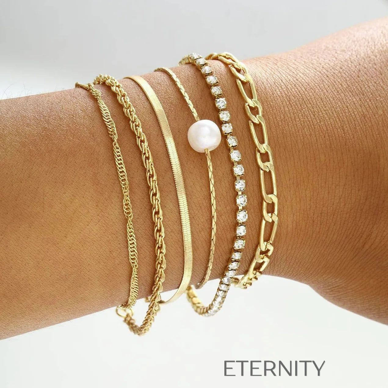 Set de Pulseras Golden Layer  Brazaletes Dorado Unica Acero Inoxidable  ETERNITY