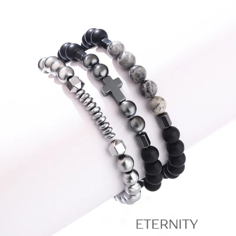 Set de Pulseras Faith & Stone para Caballero  Brazaletes Negro Unica Acero Inoxidable  ETERNITY