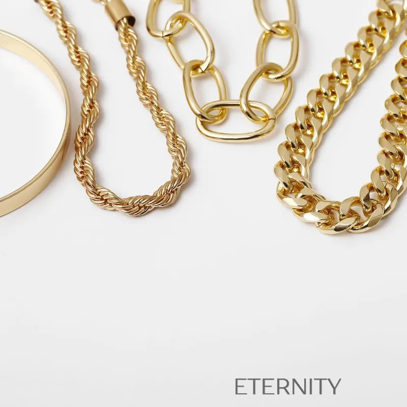 Set de Brazaletes y Pulseras de Eslabones Mixtos  Brazaletes Dorado Unica Acero Inoxidable  ETERNITY
