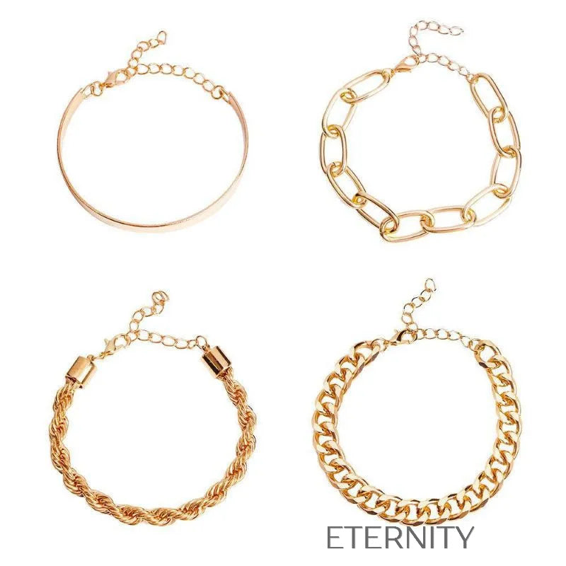 Set de Brazaletes y Pulseras de Eslabones Mixtos  Brazaletes Dorado Unica Acero Inoxidable  ETERNITY