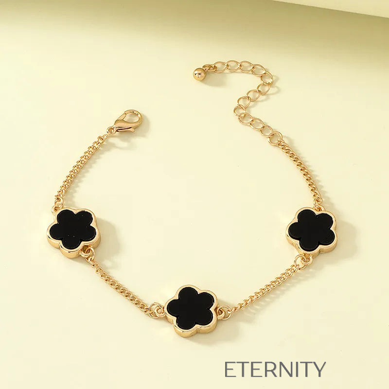 Set de Collar Black Clover en Oro  Brazaletes Negro Unica Acero Inoxidable  ETERNITY
