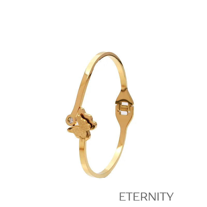 Brazalete Nacre Monarch de Mariposa  Brazaletes Dorado Unica Acero Inoxidable  ETERNITY