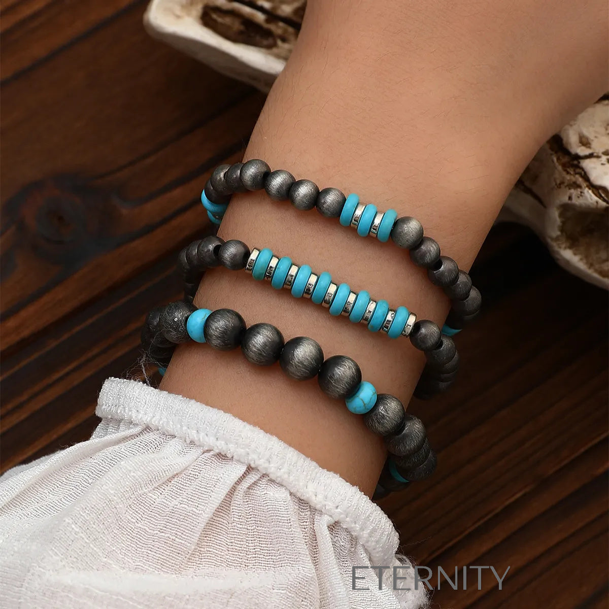 Pulsera Étnica Turquesa  Brazaletes Turquesa Unica Acero Inoxidable  ETERNITY