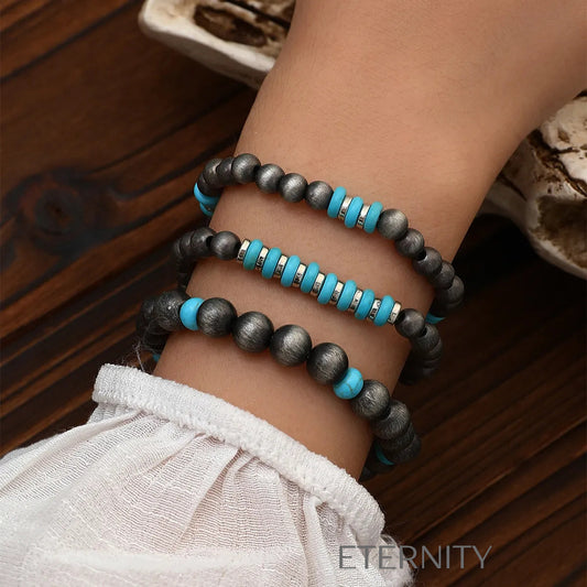 Pulsera Étnica Turquesa  Brazaletes Turquesa Unica Acero Inoxidable  ETERNITY
