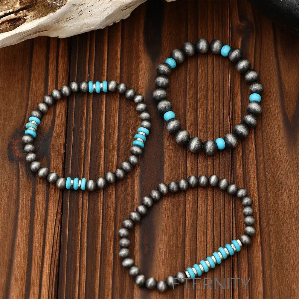 Pulsera Étnica Turquesa  Brazaletes Turquesa Unica Acero Inoxidable  ETERNITY