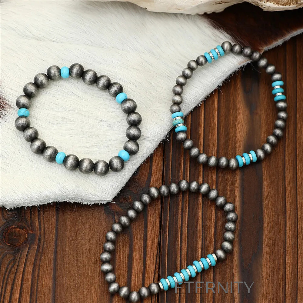 Pulsera Étnica Turquesa  Brazaletes Turquesa Unica Acero Inoxidable  ETERNITY