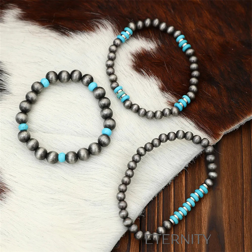 Pulsera Étnica Turquesa  Brazaletes Turquesa Unica Acero Inoxidable  ETERNITY