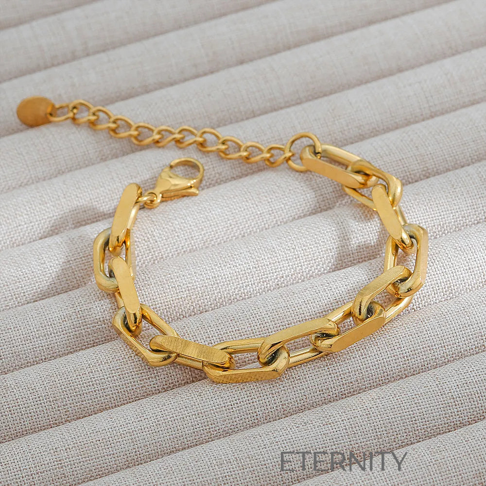 Brazalete de Eslabones Industrial Link en Gold y Silver  Brazaletes Dorado Unica Acero Inoxidable  ETERNITY