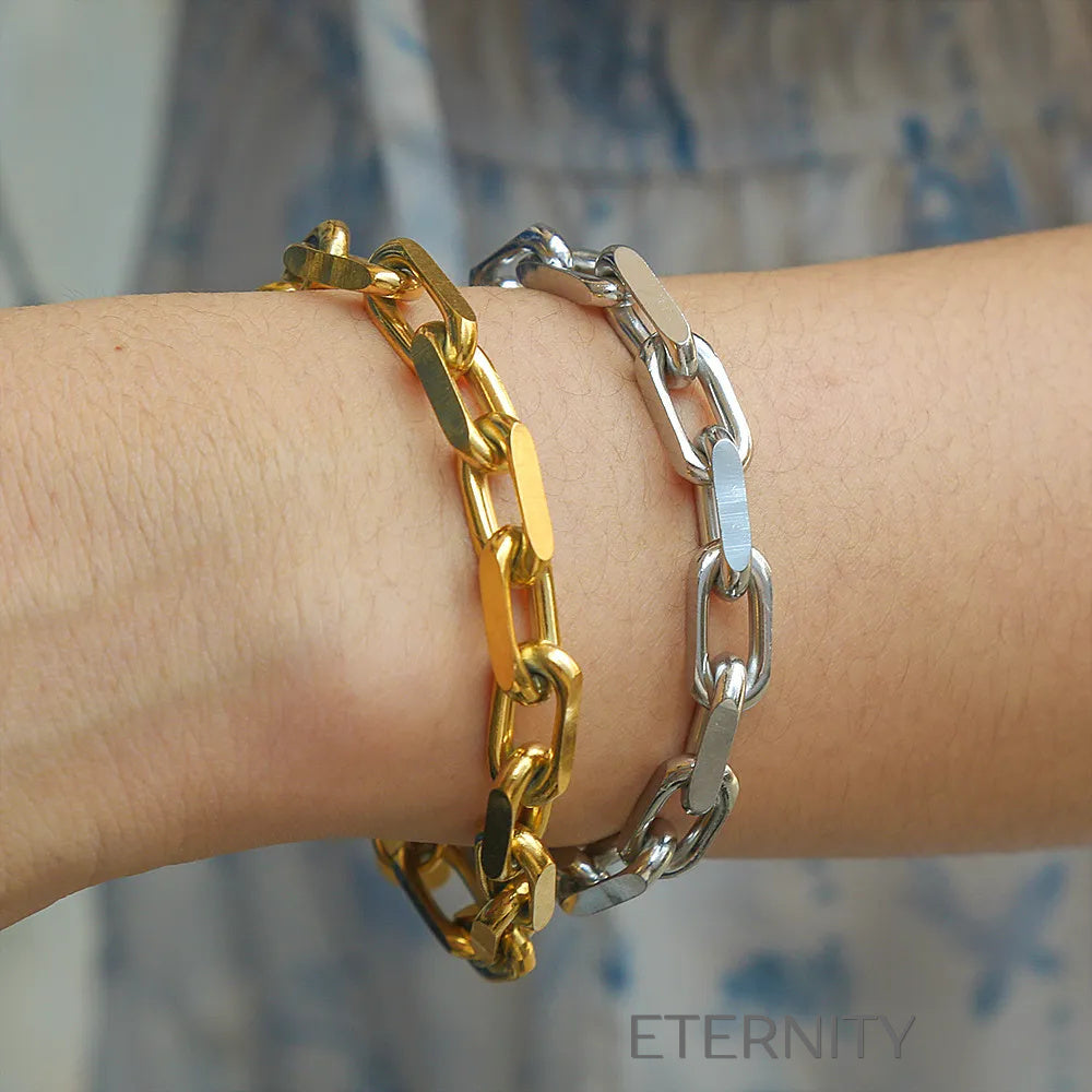 Brazalete de Eslabones Industrial Link en Gold y Silver  Brazaletes Dorado Unica Acero Inoxidable  ETERNITY