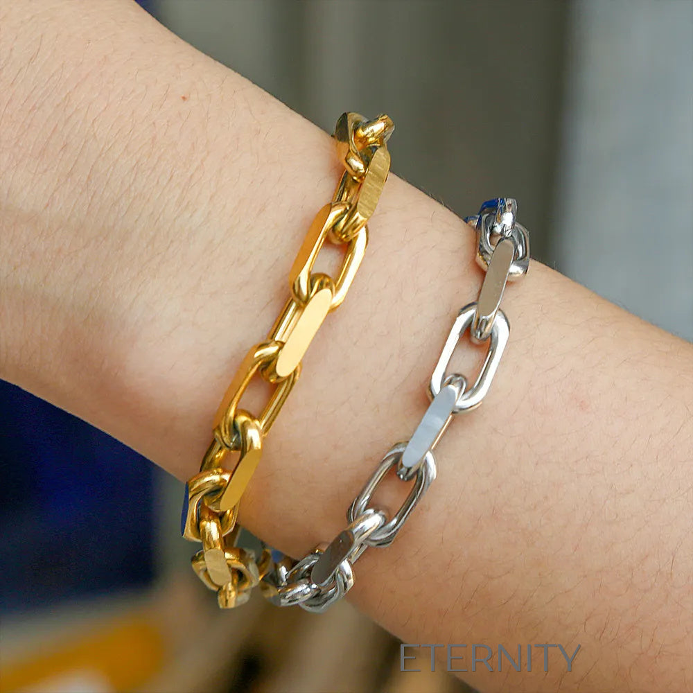 Brazalete de Eslabones Industrial Link en Gold y Silver  Brazaletes Dorado Unica Acero Inoxidable  ETERNITY
